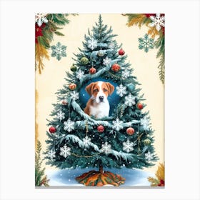 Christmas Tree With Dog Canvas Print