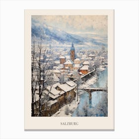 Vintage Winter Painting Poster Salzburg Austria 3 Canvas Print