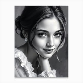 Monochrome Portrait Of A Girl Canvas Print