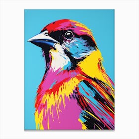 Andy Warhol Style Bird Sparrow 4 Canvas Print