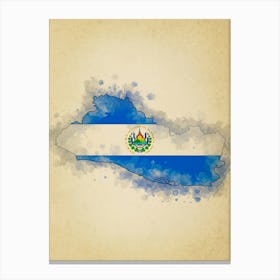 El Salvador Flag Vintage Canvas Print