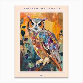Kitsch Colourful Owl Collage 5 Poster Canvas Print