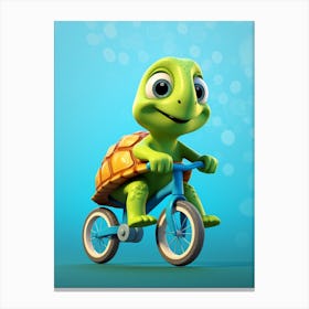 Animated Turtle Riding A Bike Canvas Print