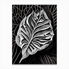 Carob Leaf Linocut 1 Canvas Print