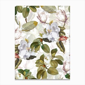 Lush White Magnolia Flowers Canvas Print