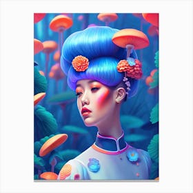 Blue Hair Woman Canvas Print