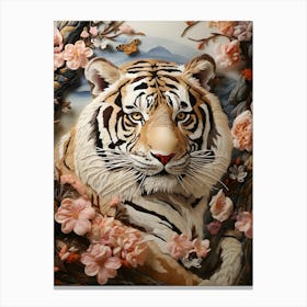 Tiger In Bloom 3 Canvas Print