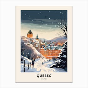 Winter Night  Travel Poster Quebec City Canada 1 Canvas Print