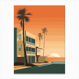 Pismo Beach California Mediterranean Style Illustration 4 Canvas Print
