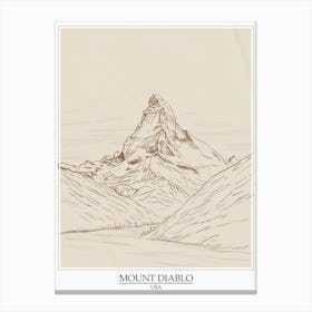 Mount Diablo Usa Color Line Drawing 4 Poster Canvas Print