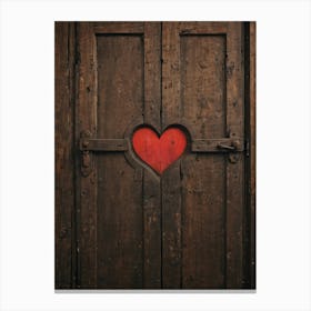 Heart On A Wooden Door 1 Canvas Print