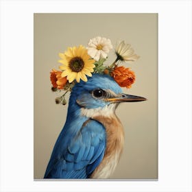 Bird With A Flower Crown Eastern Bluebird 3 Canvas Print