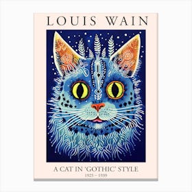 Louis Wain, A Cat In Gothic Style, Blue Cat Poster 0 Canvas Print