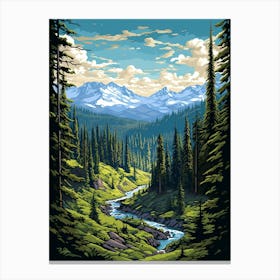 Mount Rainier National Park Retro Pop Art 9 Canvas Print
