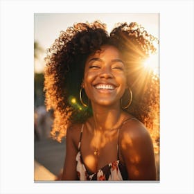 Young African American Woman Smiling Canvas Print