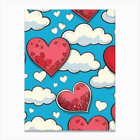 hearts and clouds Canvas Print