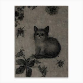 Cat With Flowers Canvas Print