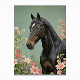 Black Beauty In Flowers no1 Canvas Print