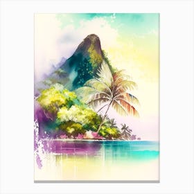 Nuku Hiva French Polynesia Watercolour Pastel Tropical Destination Canvas Print