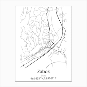 Zabok,Croatia Minimalist Map Canvas Print