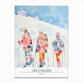 Les 3 Vallees   France, Ski Resort Poster Illustration 2 Canvas Print