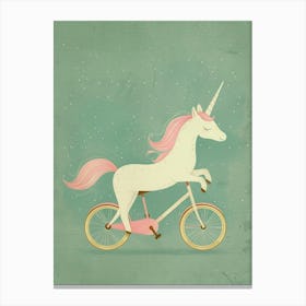 Pastel Storybook Style Unicorn On A Bike 2 Canvas Print