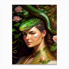 Chinese Woman With Snake Canvas Print