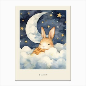 Baby Bunny 1 Sleeping In The Clouds Nursery Poster Canvas Print