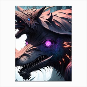 Two Headed Wolves In The Woods Canvas Print