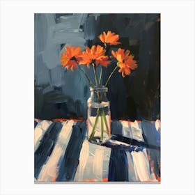 Orange Daisies In A Vase Canvas Print