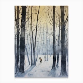 Winter Watercolour Coyote 1 Canvas Print