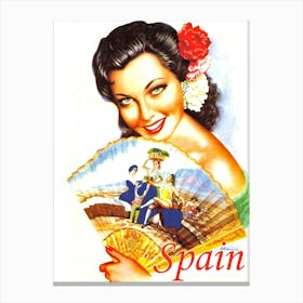 Spain, Woman With A Fan Canvas Print