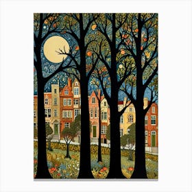 William Morris Moonlight In The Trees Canvas Print