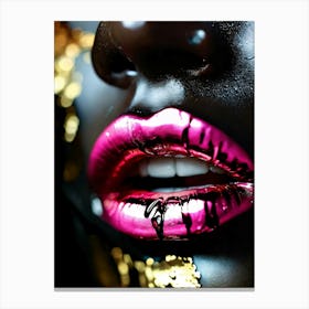 Black & Gold Lips Canvas Print