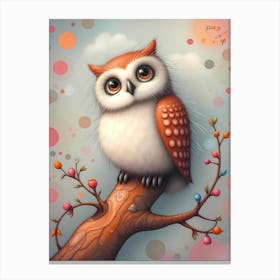 Winky Whimsy: A Cute Baby Owl Artwork For Children Canvas Print