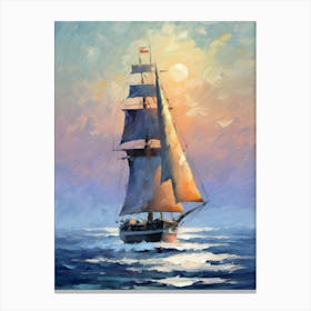 Sailing Ship At Sunset 3 Canvas Print