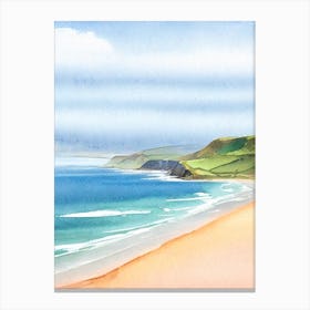 Rhossili Bay, Gower Peninsula, Wales Watercolour Canvas Print