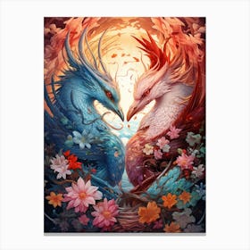 Dragon And Phoenix Illustration 7 Canvas Print