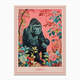 Floral Animal Painting Gorilla 2 Poster Canvas Print