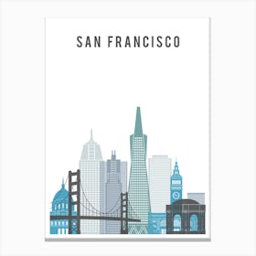 San Francisco Skyline In Blue Canvas Print
