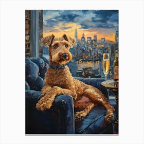 Classy Airedale At The Bar 1 Canvas Print