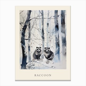 Winter Watercolour Raccoon 2 Poster Canvas Print