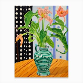 Flowers In A Vase Still Life Painting Gloriosa Lily 1 Canvas Print