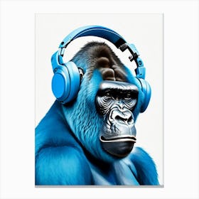 Gorilla With Headphones Gorillas Decoupage 2 Canvas Print