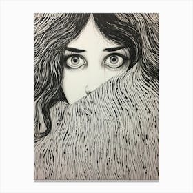 Detailed Sketch Illustration Of Wide Eyed Person Canvas Print