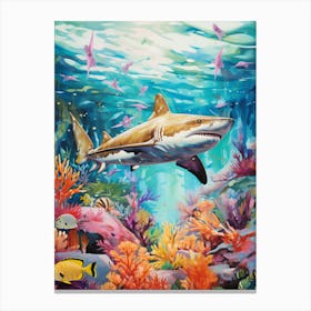  A Whitetip Reef Shark Vibrant Paint Splash 3 Canvas Print