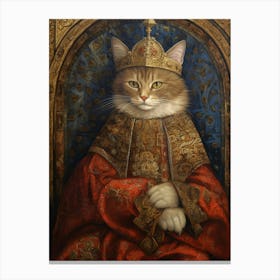 Cat In Royal Clothes Romantesque Style Canvas Print