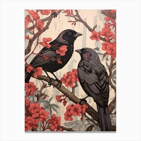 Art Nouveau Birds Poster Raven 2 Canvas Print