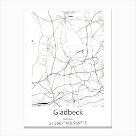 Gladbeck,Germany Minimalist Map Canvas Print