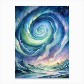 A Dramatic Poster Of The Northern Lights Forming S Canvas Print